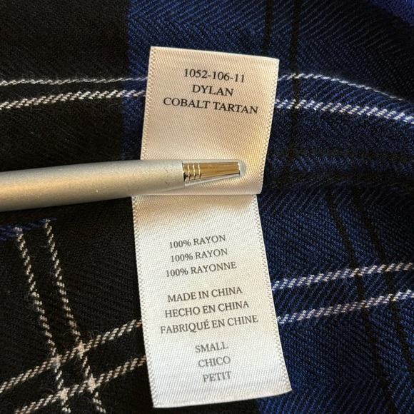 Rails Dylan Cobalt Tartan Plaid Button Down Cropped Shirt Small - Picture 10 of 12